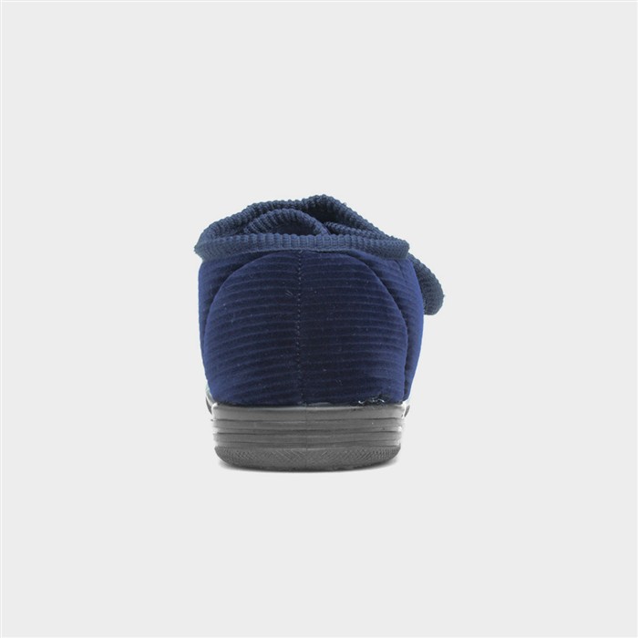 Zak Mens Navy Wide Fit Full Slipper