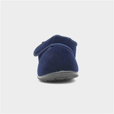 Zak Mens Navy Wider Fitting Slipper