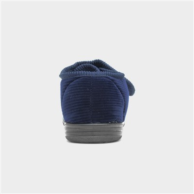 Zak Mens Navy Wider Fitting Slipper