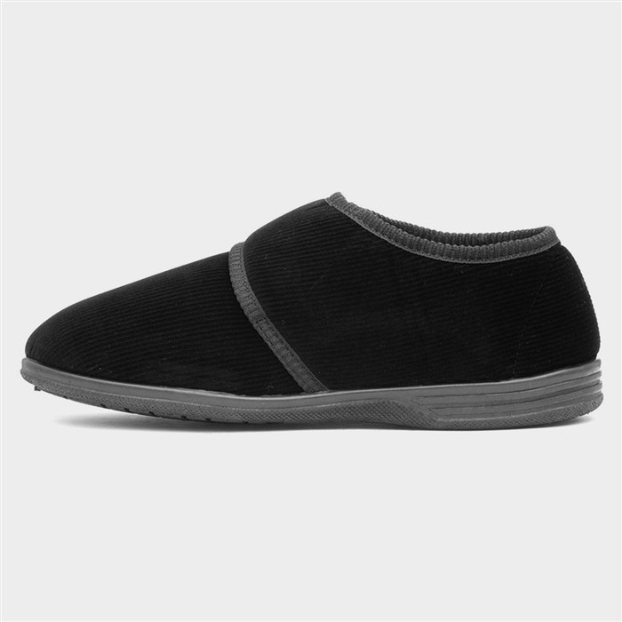 Zak Mens Black Wide Fit Full Slipper