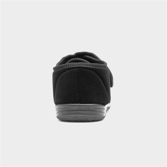 Zak Mens Black Wide Fit Full Slipper