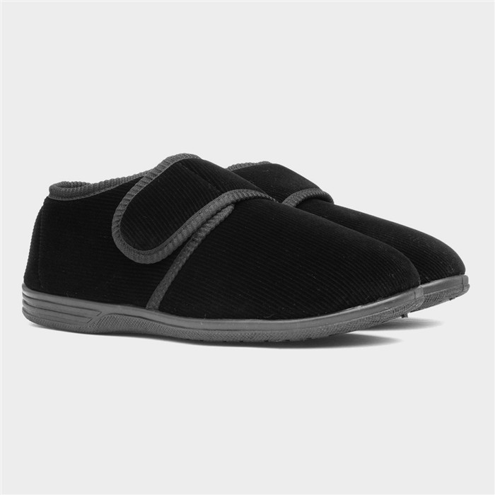 Zak Mens Black Wide Fit Full Slipper