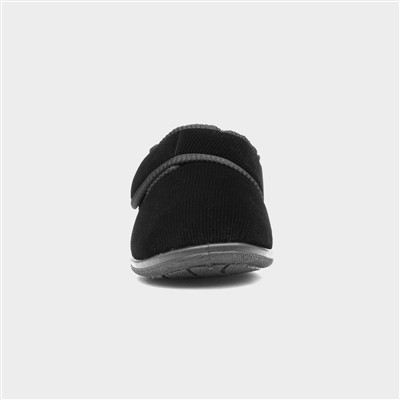 Zak Mens Black Wide Fitting Full Slipper