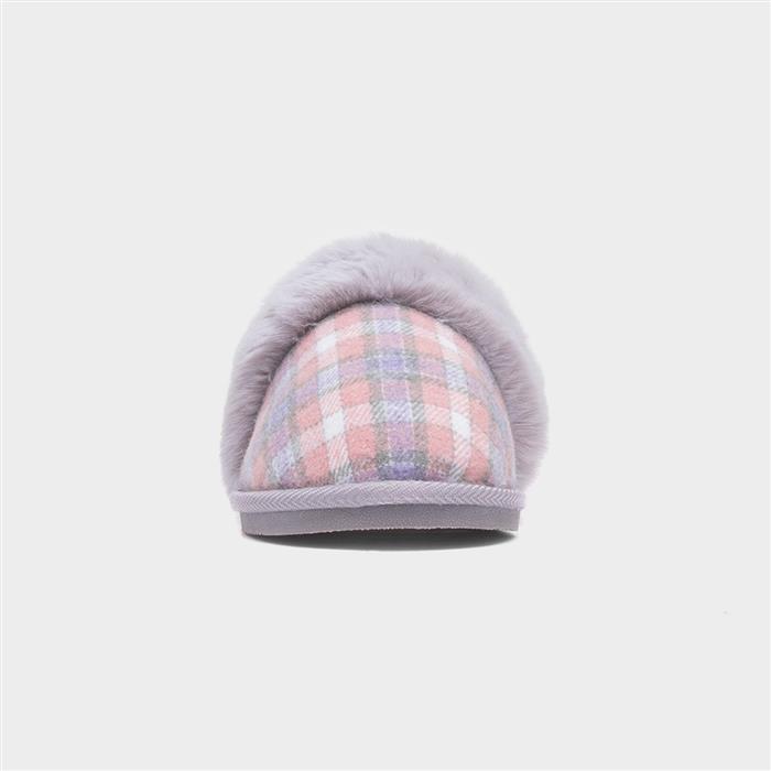 Ballyfin Womens Pink Full Tartan Slipper