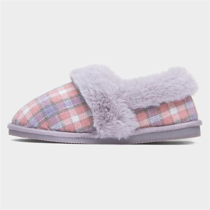 Ballyfin Womens Pink Full Tartan Slipper