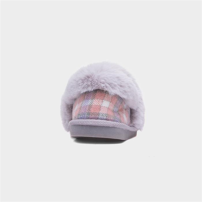 Ballyfin Womens Pink Full Tartan Slipper