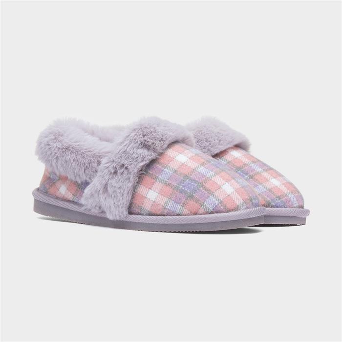 Ballyfin Womens Pink Full Tartan Slipper