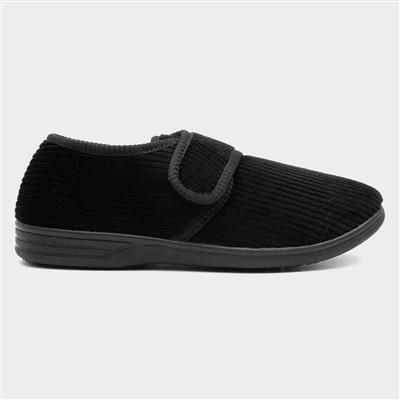 Ken Mens Wider Fitting Black Slipper