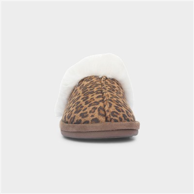 Inaya Womens Brown Leopard Print Slipper