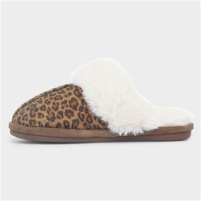 Inaya Womens Brown Leopard Print Slipper