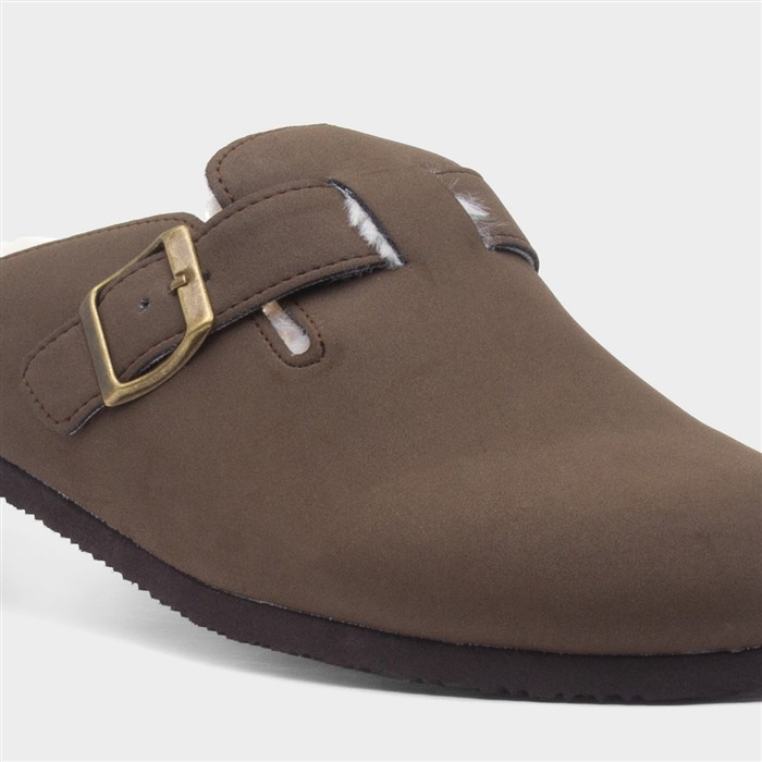 Pappy Mens Brown Faux Fur Clog
