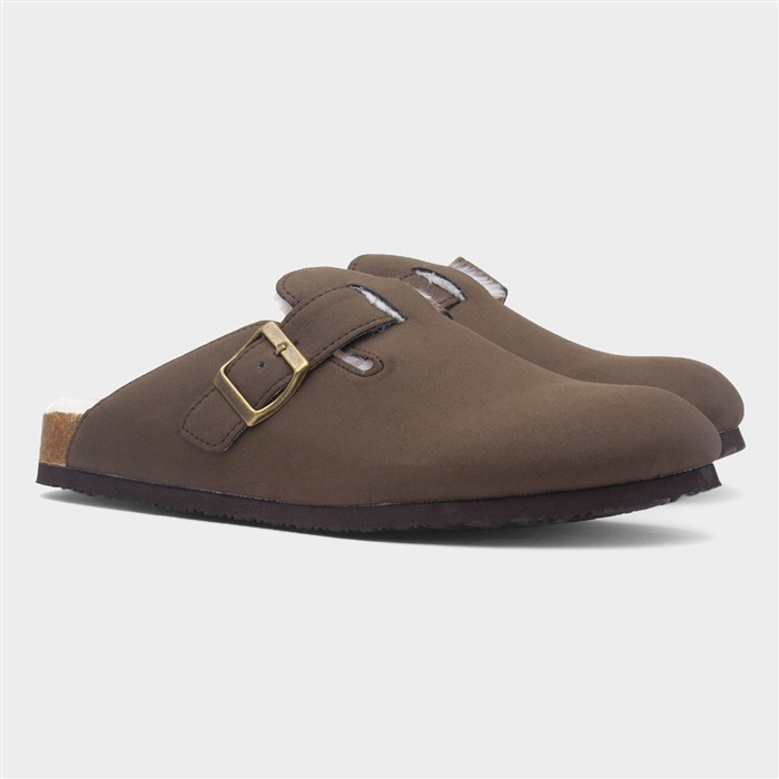 Pappy Mens Brown Faux Fur Clog