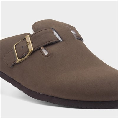 Pappy Mens Brown Faux Fur Clog