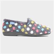 Lunar Helix Womens Grey Polka Dot Full Slipper (Click For Details)