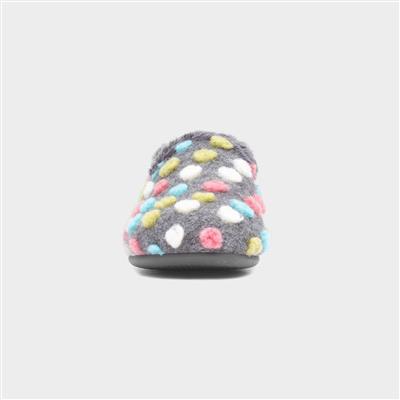 Helix Womens Grey Polka Dot Full Slipper