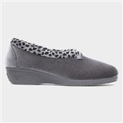 Lunar Paloma Womens Grey Leopard Print Slipper (Click For Details)