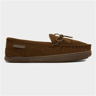 Ace Mens Brown Leather Slipper