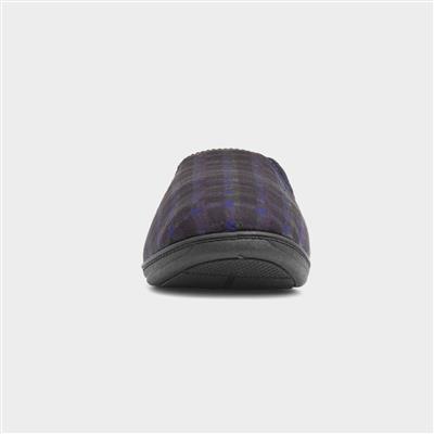 Edward Mens Navy Wider Fit Full Slipper