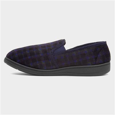 Edward Mens Navy Wider Fit Full Slipper