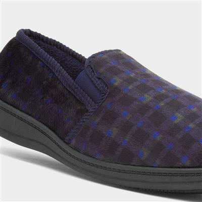 Edward Mens Navy Wider Fit Full Slipper