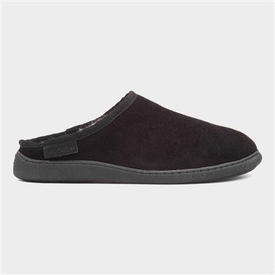 Ashton Mens Black Leather Slipper