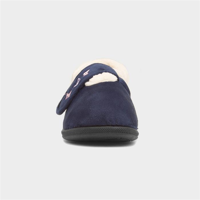 Matilda Womens Navy Wide Fit Slipper