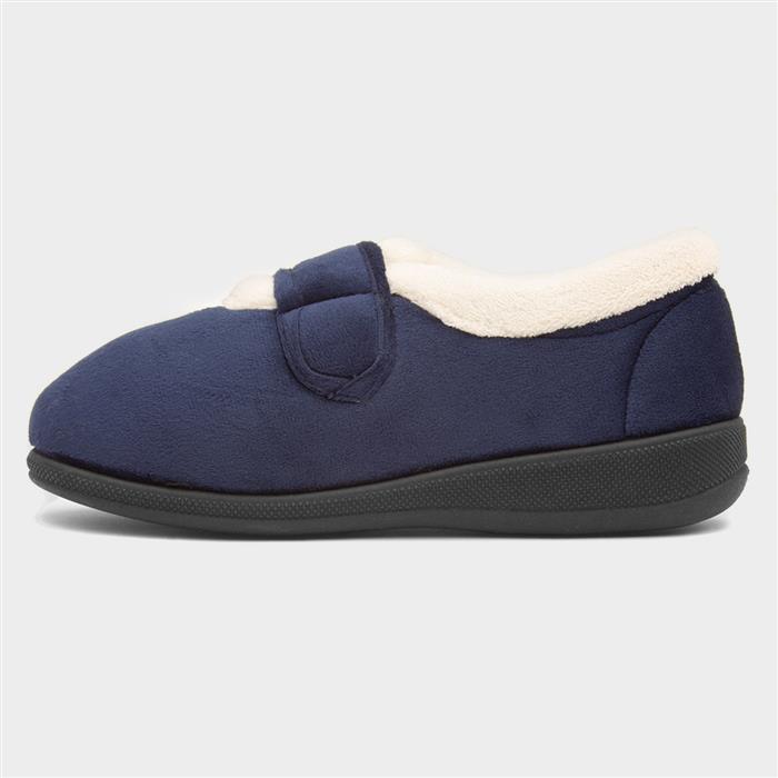 Matilda Womens Navy Wide Fit Slipper