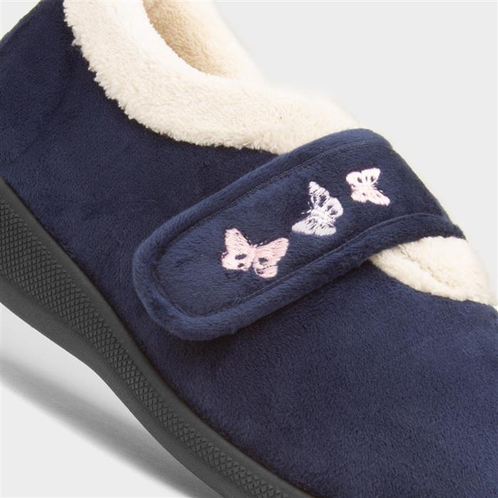 Matilda Womens Navy Wide Fit Slipper