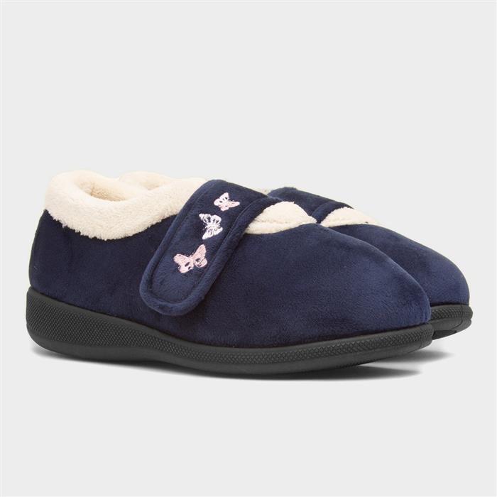Matilda Womens Navy Wide Fit Slipper
