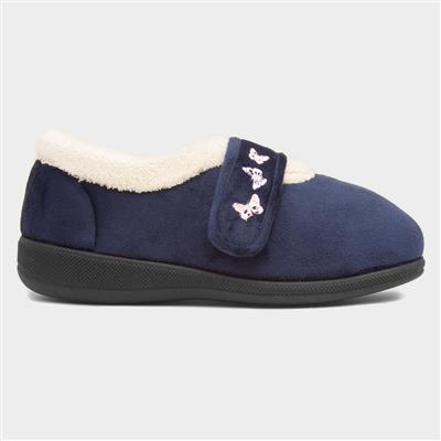 Matilda Womens Navy Wide Fit Slipper