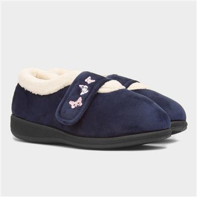 Matilda Womens Navy Wider Fit Slipper