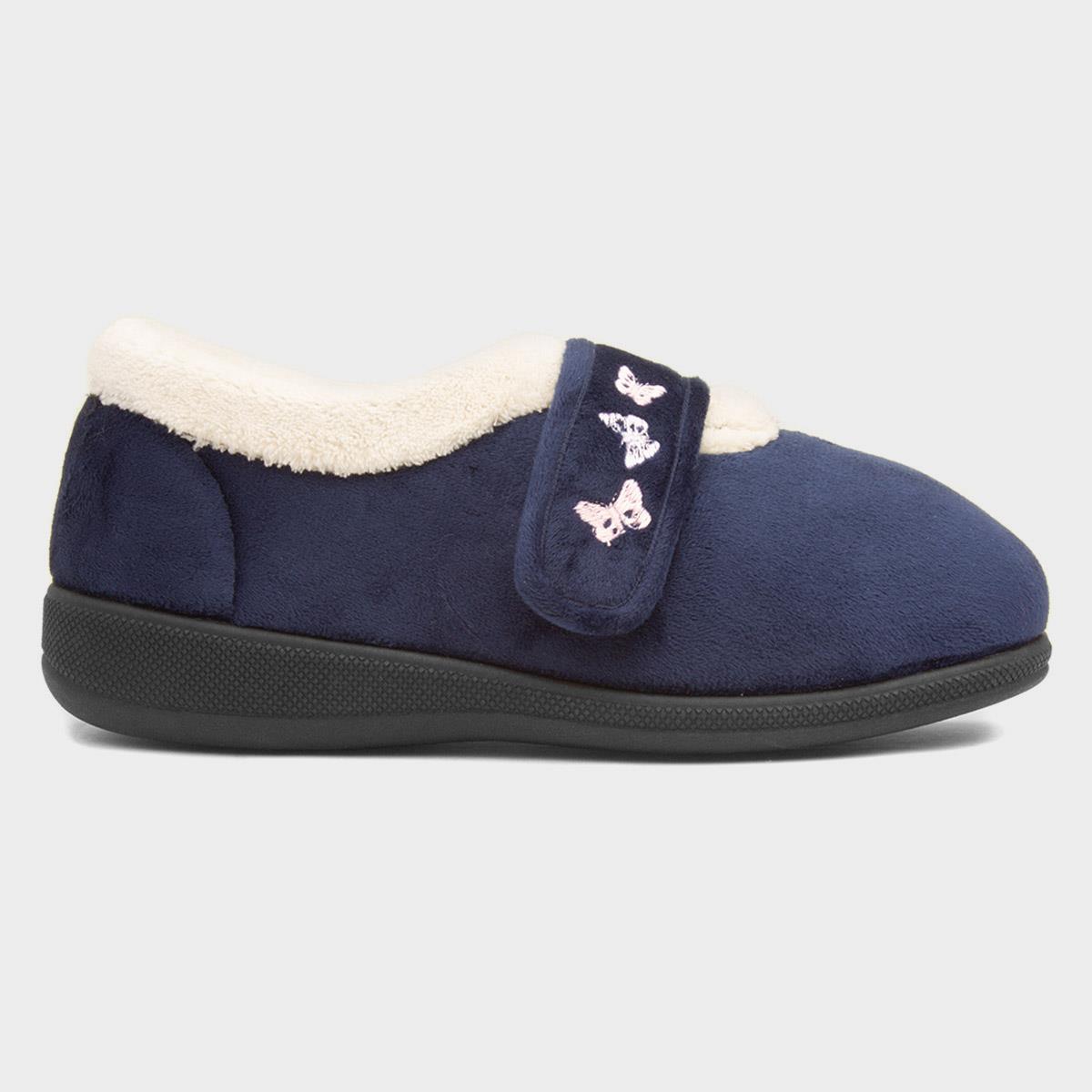 Matilda Womens Navy Wider Fit Slipper