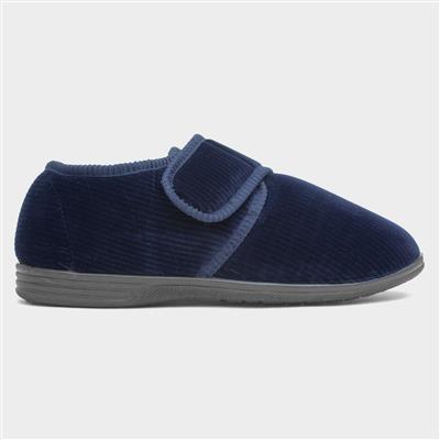 Zak Mens Navy Wider Fitting Slippers