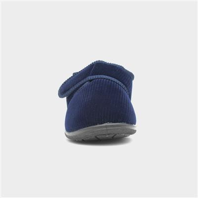 Zak Mens Navy Wider Fitting Slippers