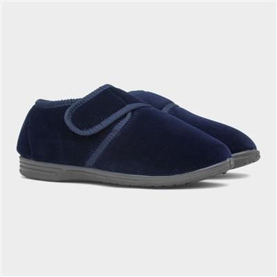 Zak Mens Navy Wider Fitting Slippers