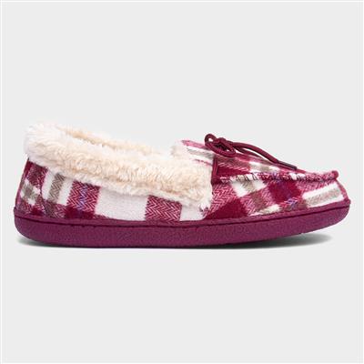 Pembroke Womens Bordeaux Tartan Moccasin