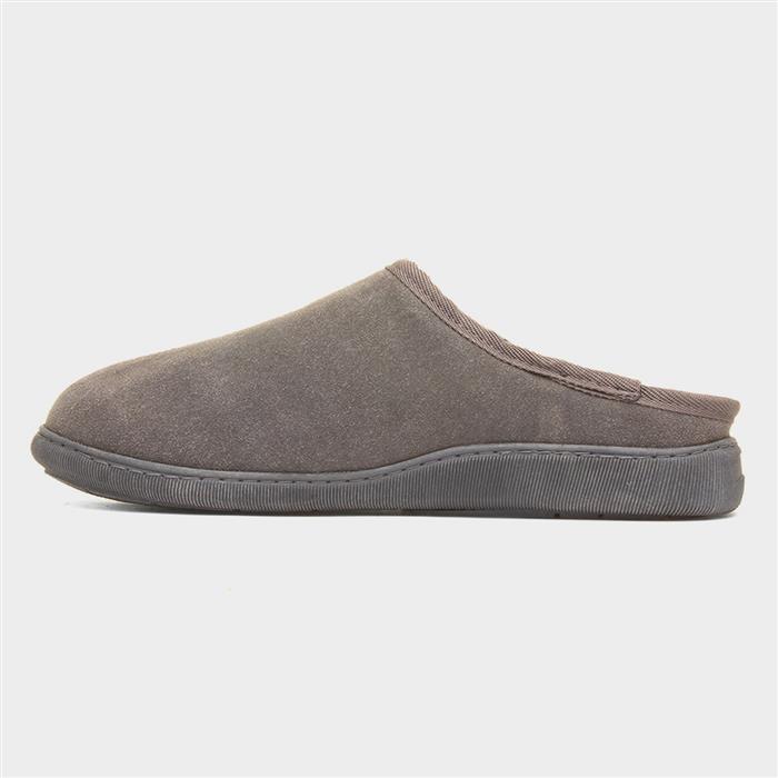 Ashton Mens Grey Suede Mule Slipper