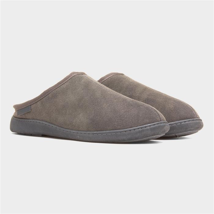 Ashton Mens Grey Suede Mule Slipper