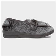 Jo & Joe Grace Womens Grey Wide Fit Slipper (Click For Details)