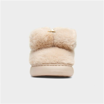 Womens Mocha Teddy Bear Mule Slipper