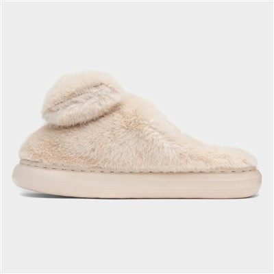 Womens Khaki Teddy Bear Mule Slipper