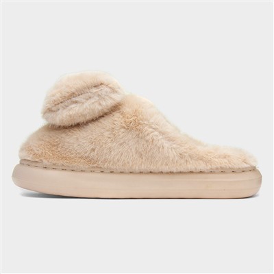 Womens Mocha Teddy Bear Mule Slipper