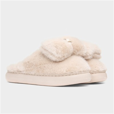 Womens Khaki Teddy Bear Mule Slipper