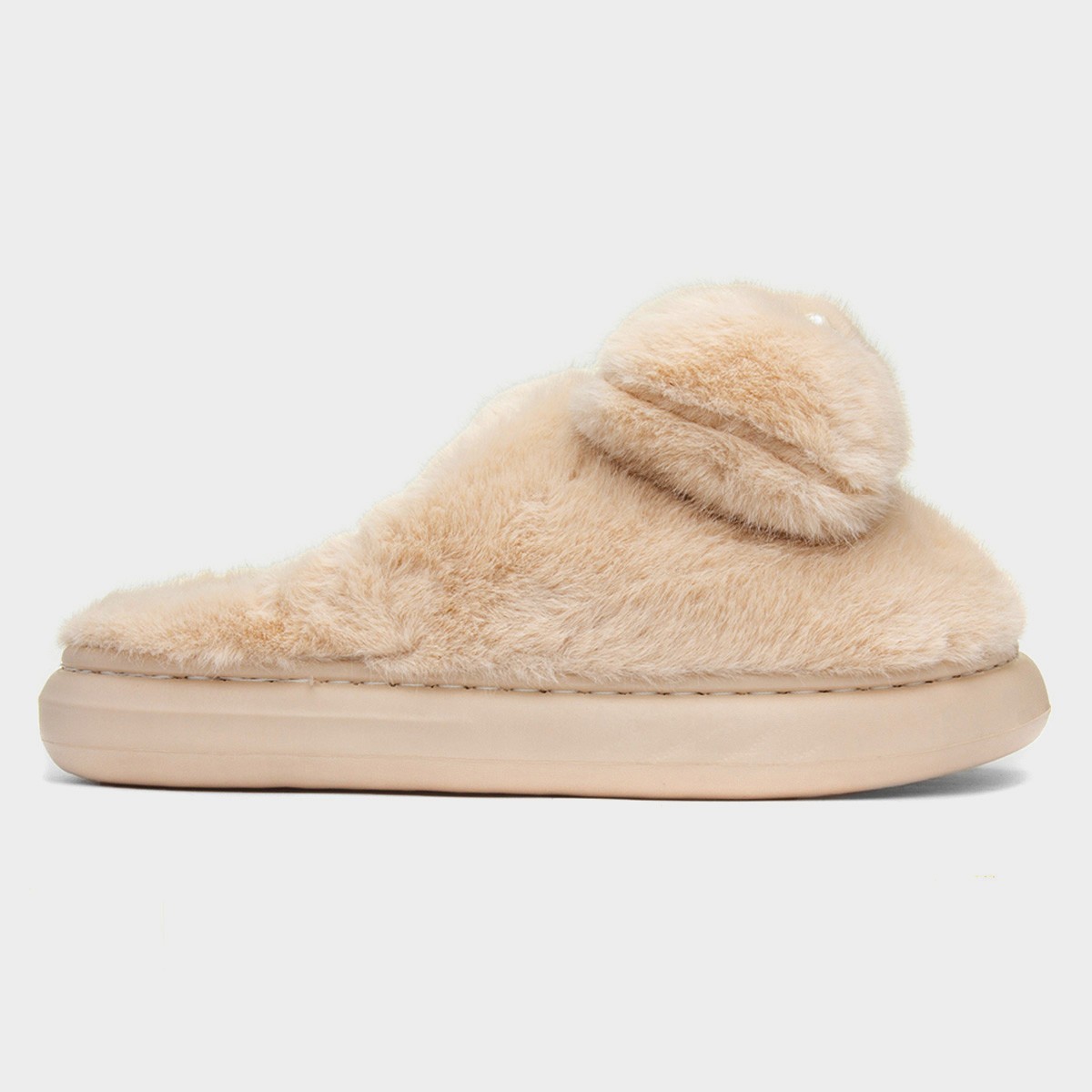 Womens Mocha Teddy Bear Mule Slipper