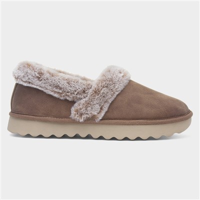 Cozy Up Womens Taupe Full Slipper