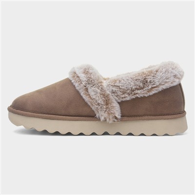 Cozy Up Womens Taupe Full Slipper