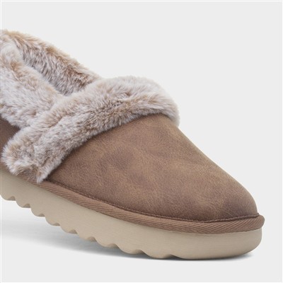 Cozy Up Womens Taupe Full Slipper