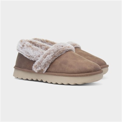Cozy Up Womens Taupe Full Slipper