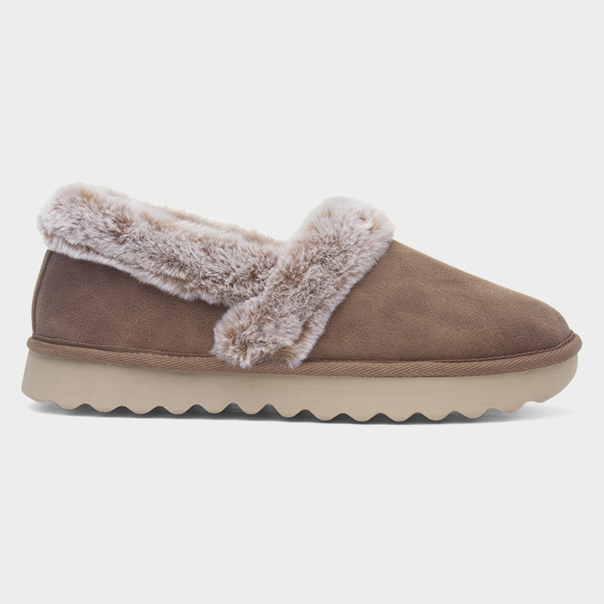 Cozy Up Womens Taupe Full Slipper