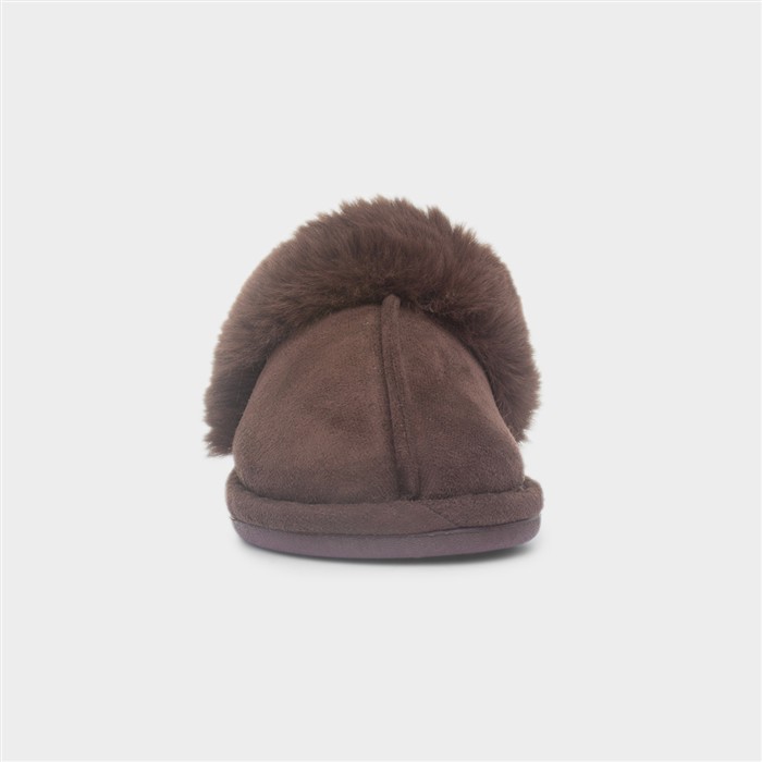 Inaya Womens Brown Mule Faux Fur Slipper